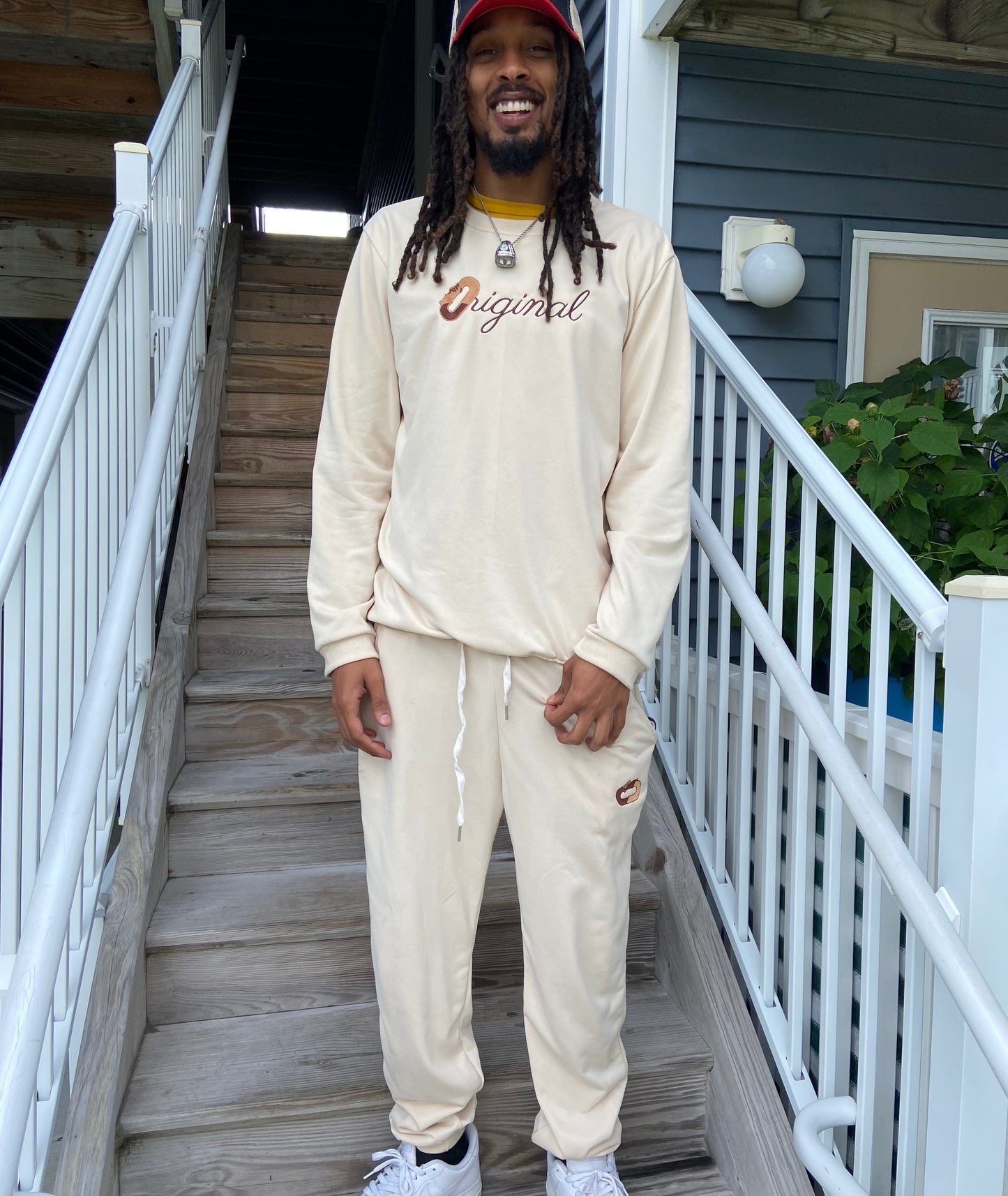 “Original” Designed Cream Crew Neck Sweatsuit