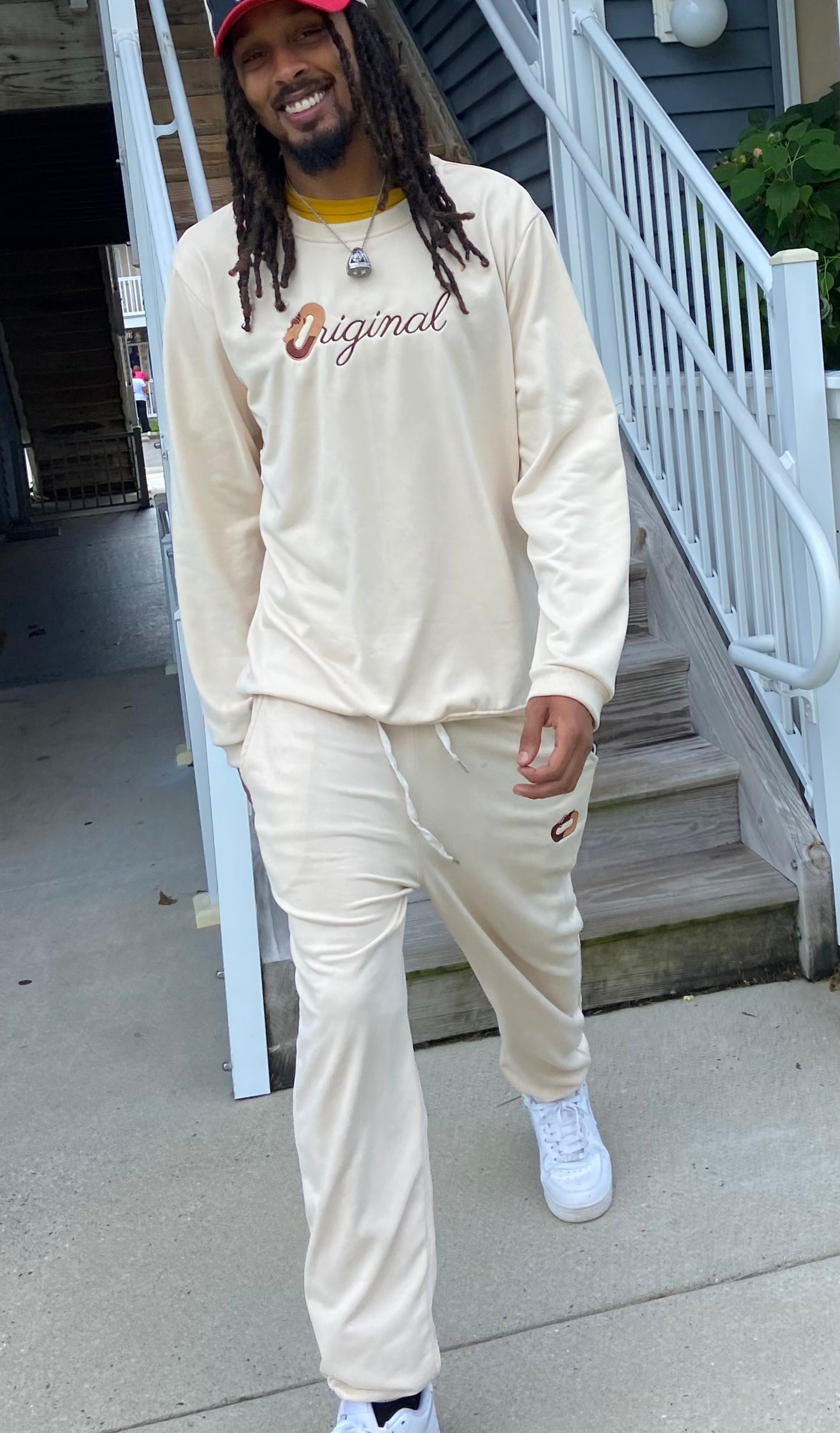 “Original” Designed Cream Crew Neck Sweatsuit